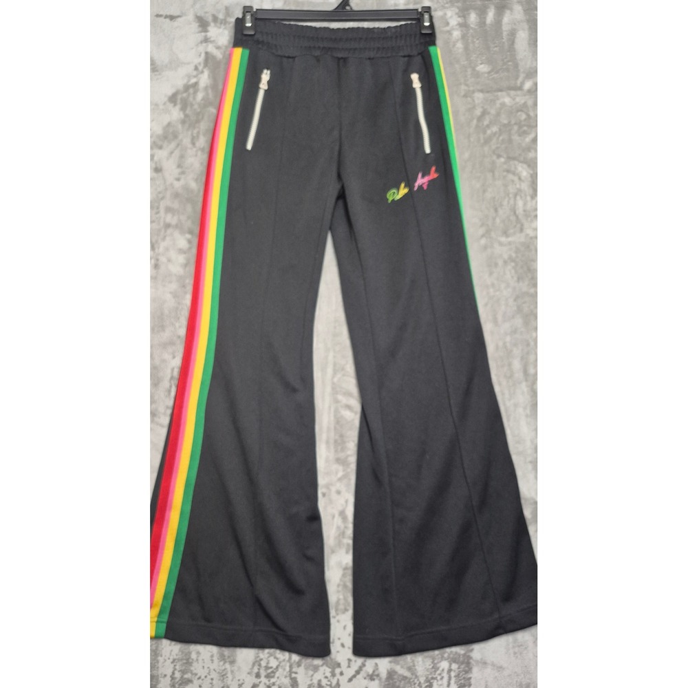 Palm Angels Black Rainbow Stripe Flared Track Pants PWCA058S21FAB003 Size S